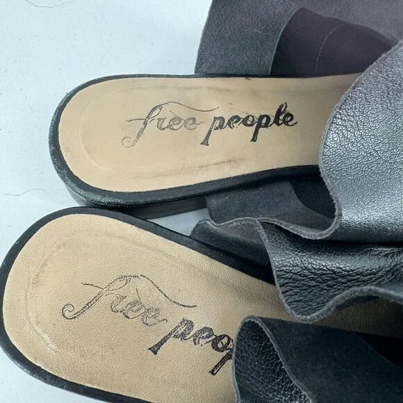 Free People shoes womens 8.5 black leather ruffle sienna minimalist office work - Picture 6 of 9